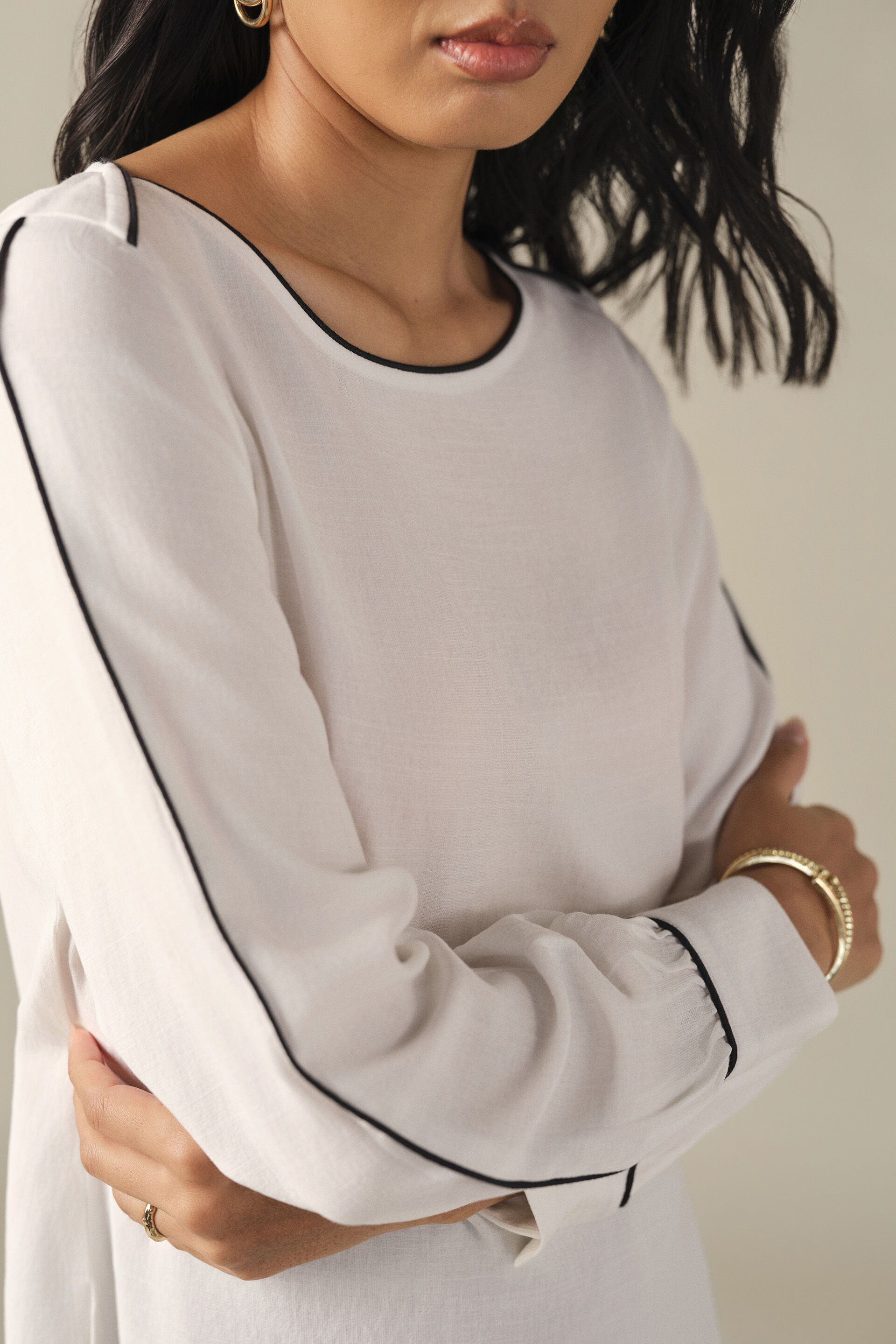 Ruffle Top in White, White, image 2